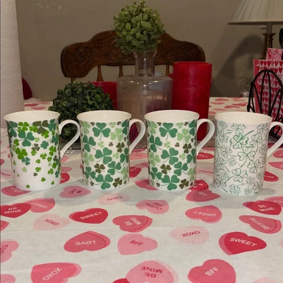 4 Stechcol Gracie Bone China Shamrock Mugs - Picture 2 of 7